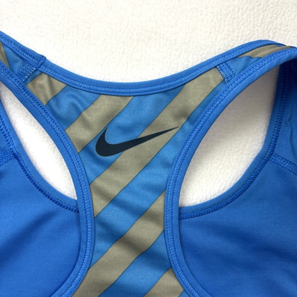 Nike Pro Women's Blue/Gray Stripe Swoosh Compression Exercise Sports Bra Size S - Picture 7 of 13